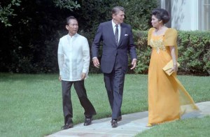 Ferdinand and Imelda Marcos with U.S. President Ronald Reagan