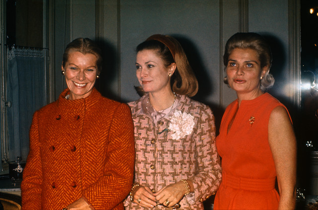Princess Grace of Monaco (center) is flanked by her 2 sisters on the day of 